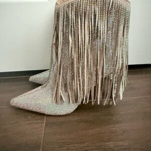 Rhinestone Fringe Women's Boots